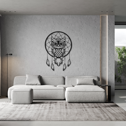 Owl Dreamcatcher Metal Wall Art – Boho Inspired Wall Decor