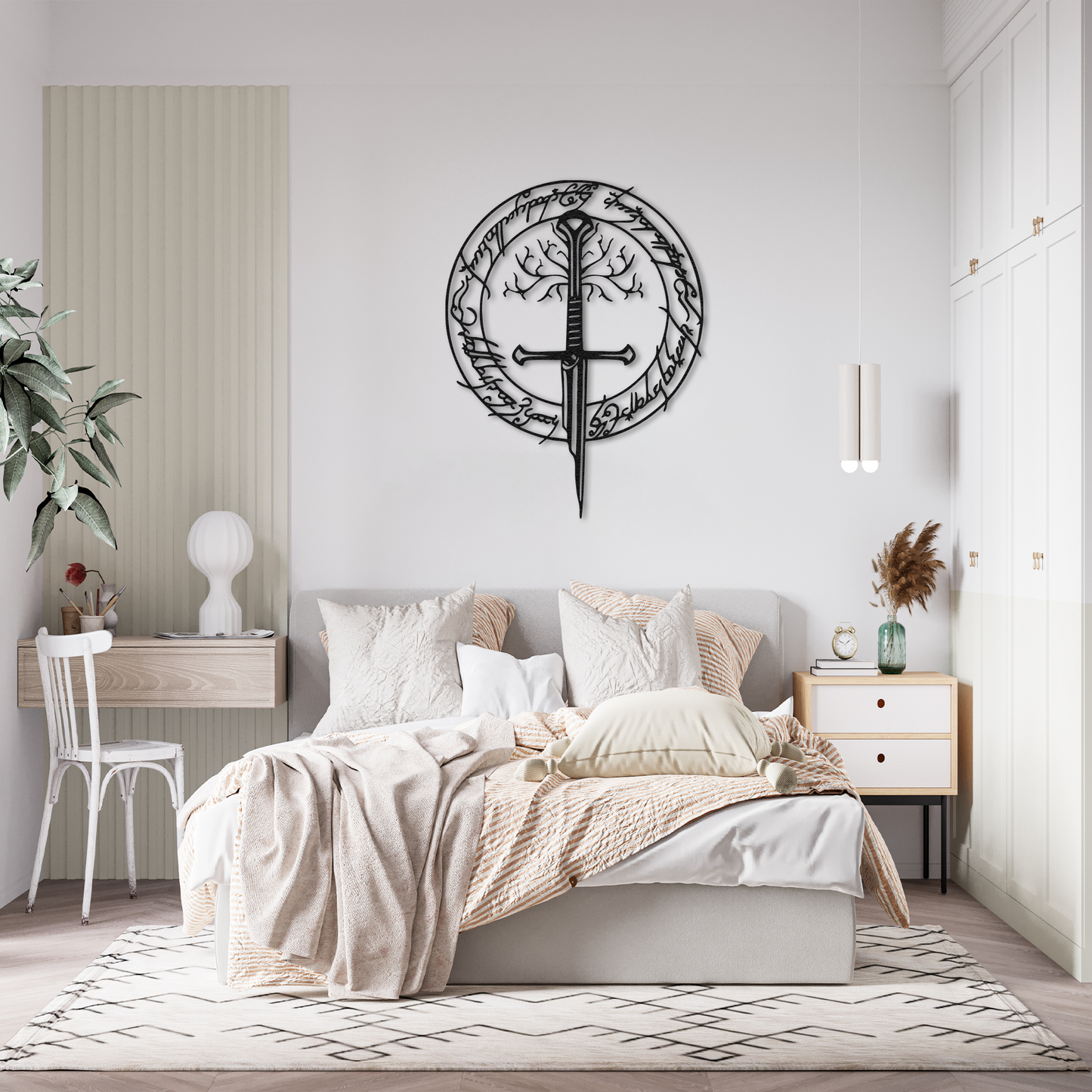 Handmade Sword and Tree Metal Wall Art – Unique Nerd Decor