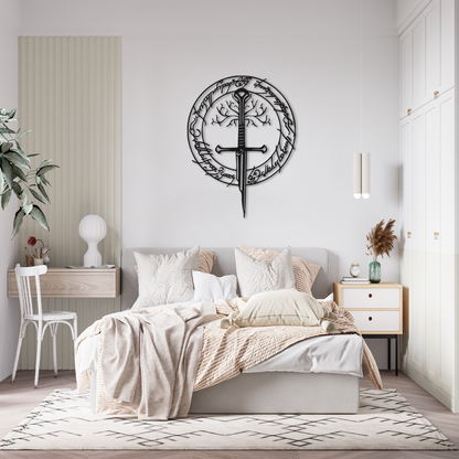Handmade Sword and Tree Metal Wall Art – Unique Nerd Decor