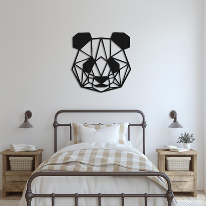 Geometric Panda Metal Wall Art – Modern Animal Home Decor