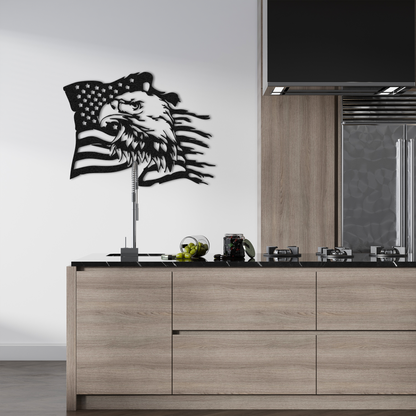 American Eagle Metal Wall Art – Patriotic USA Flag Wall Decor