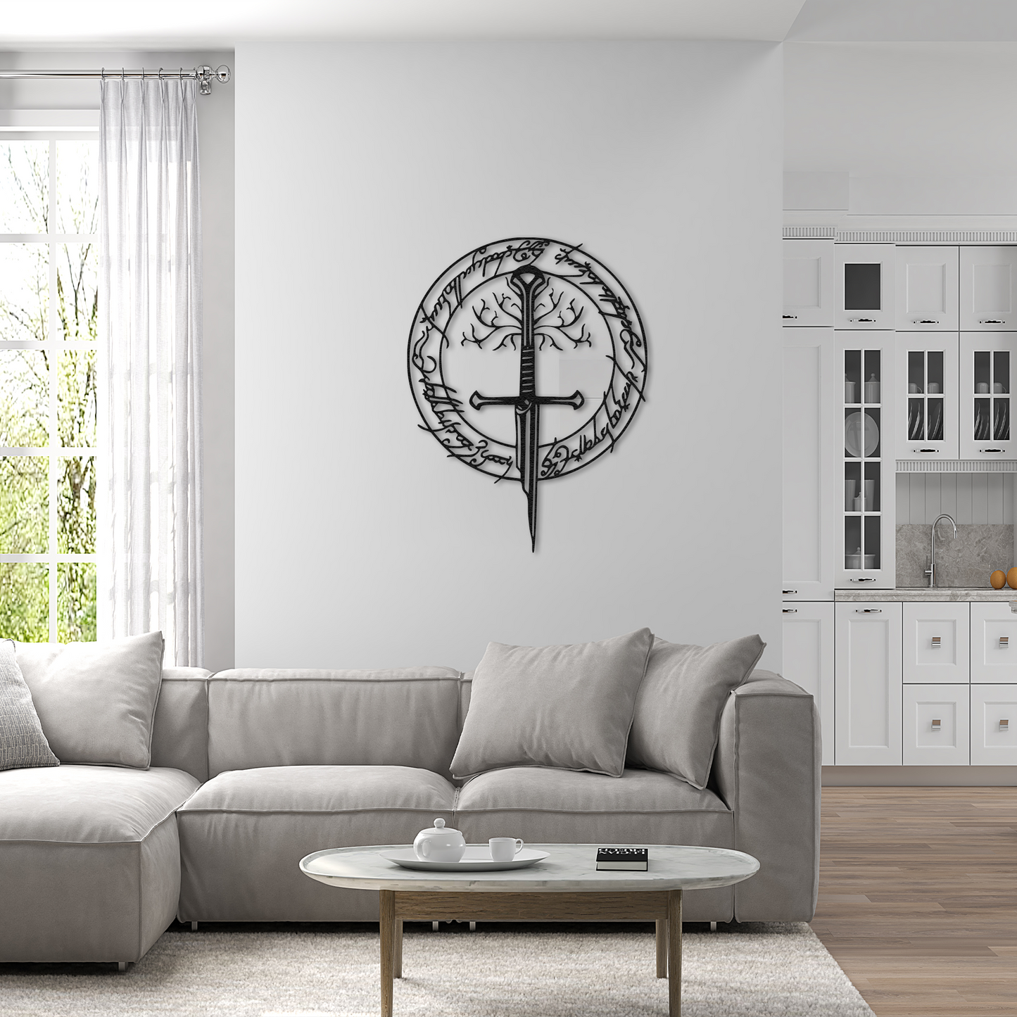 Handmade Sword and Tree Metal Wall Art – Unique Nerd Decor