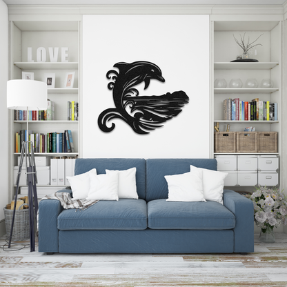 Dolphin Wave Metal Wall Art – Ocean Inspired Coastal Home Decor