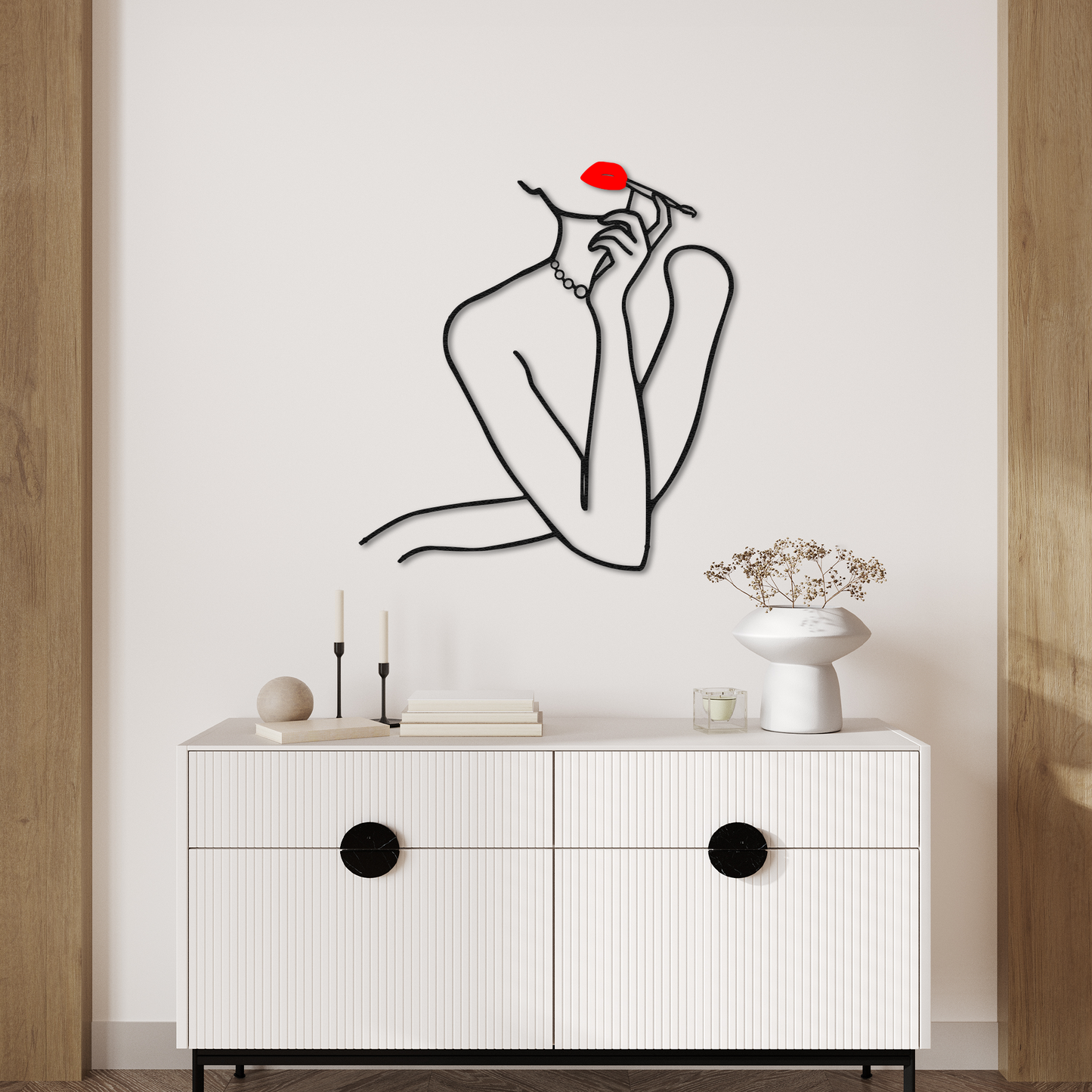 Minimalist Woman Line Art Metal Wall Decor