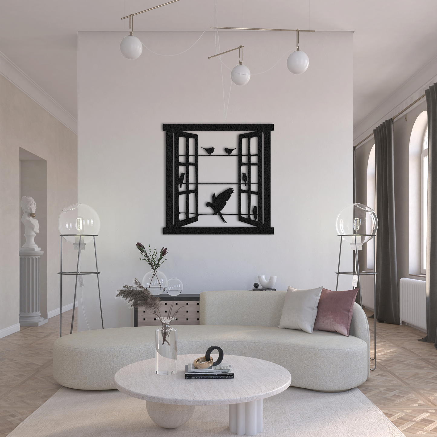 Window Bird Metal Wall Art – Modern Nature Inspired Home Decor