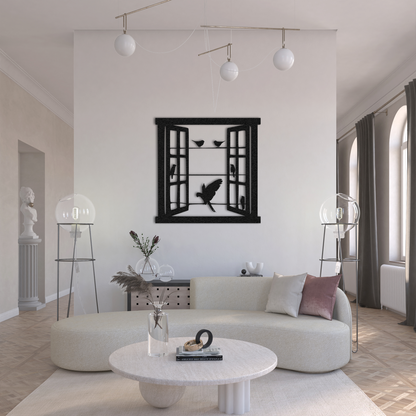 Window Bird Metal Wall Art – Modern Nature Inspired Home Decor