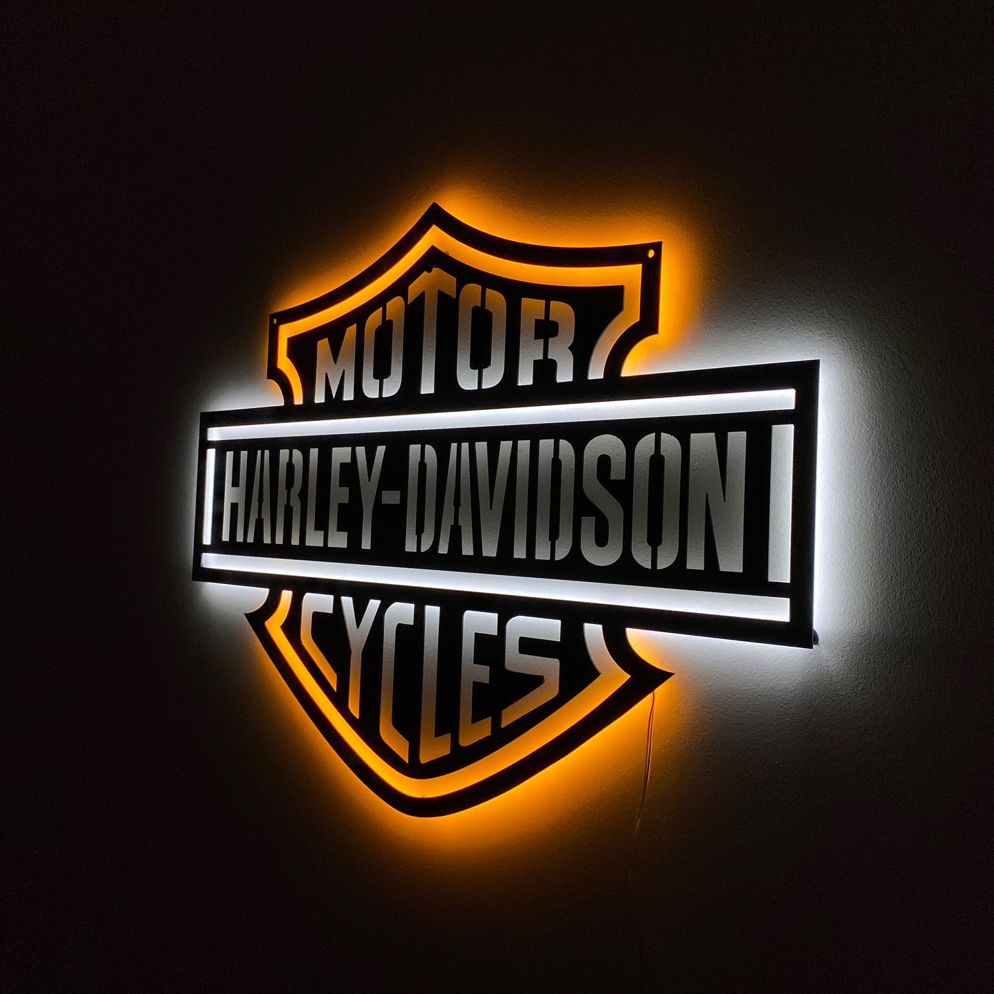 LED Backlit Motorcycle Garage Decor