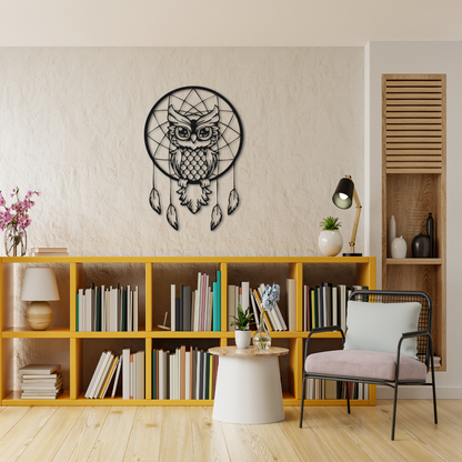 Owl Dreamcatcher Metal Wall Art – Boho Inspired Wall Decor