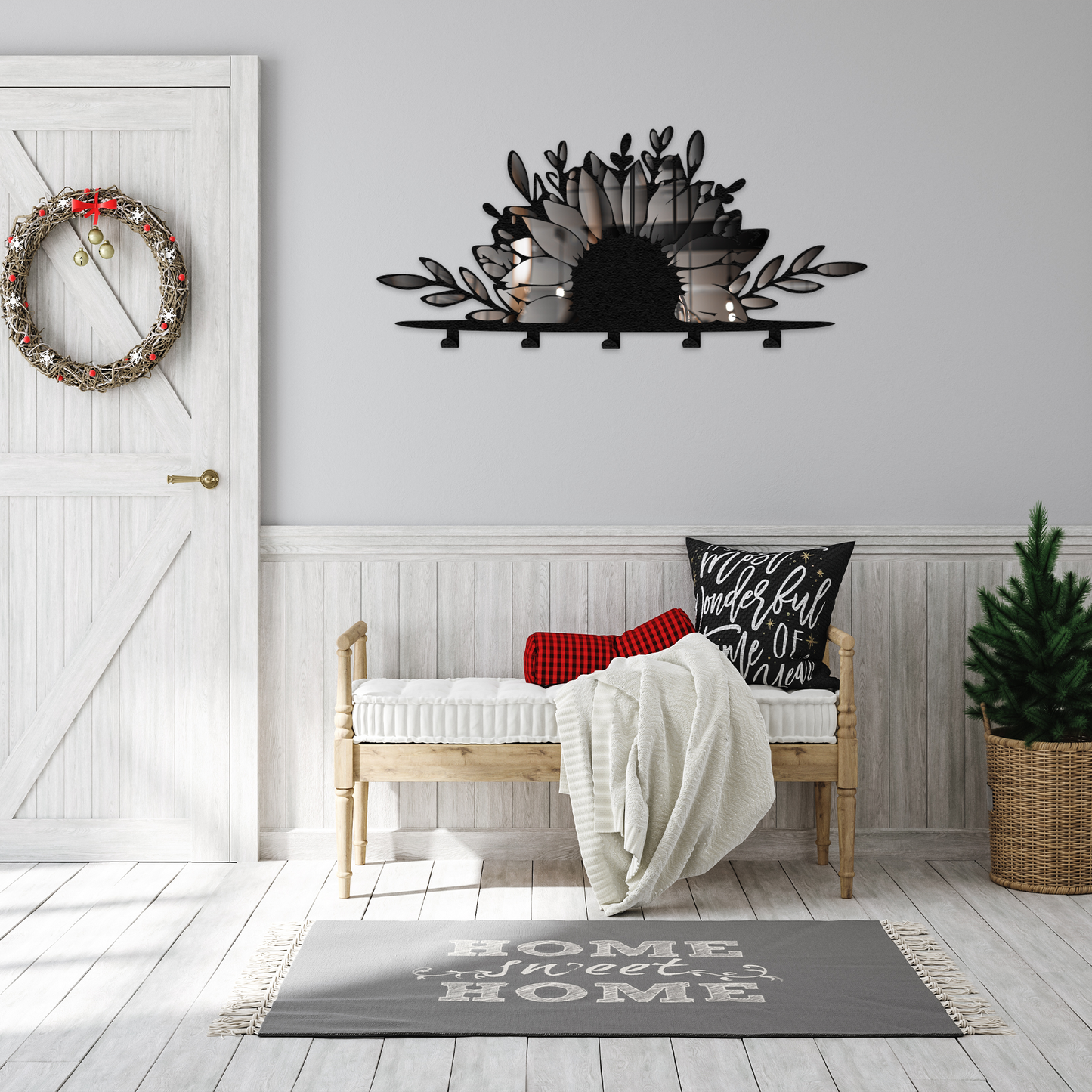 Sunflower Branch Metal Wall Hook