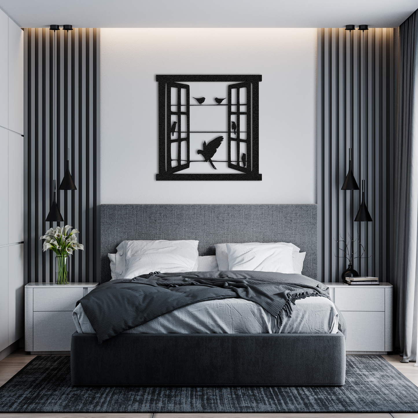 Window Bird Metal Wall Art – Modern Nature Inspired Home Decor