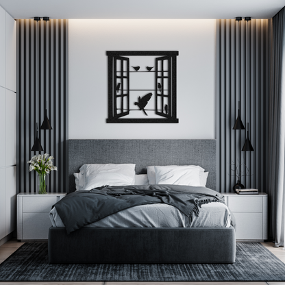 Window Bird Metal Wall Art – Modern Nature Inspired Home Decor
