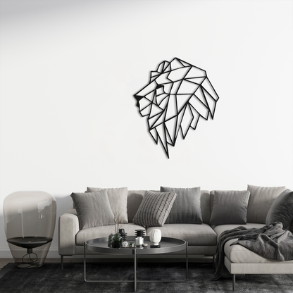 Abstract Geometric Lion Wall Decor – Metal Wall Art