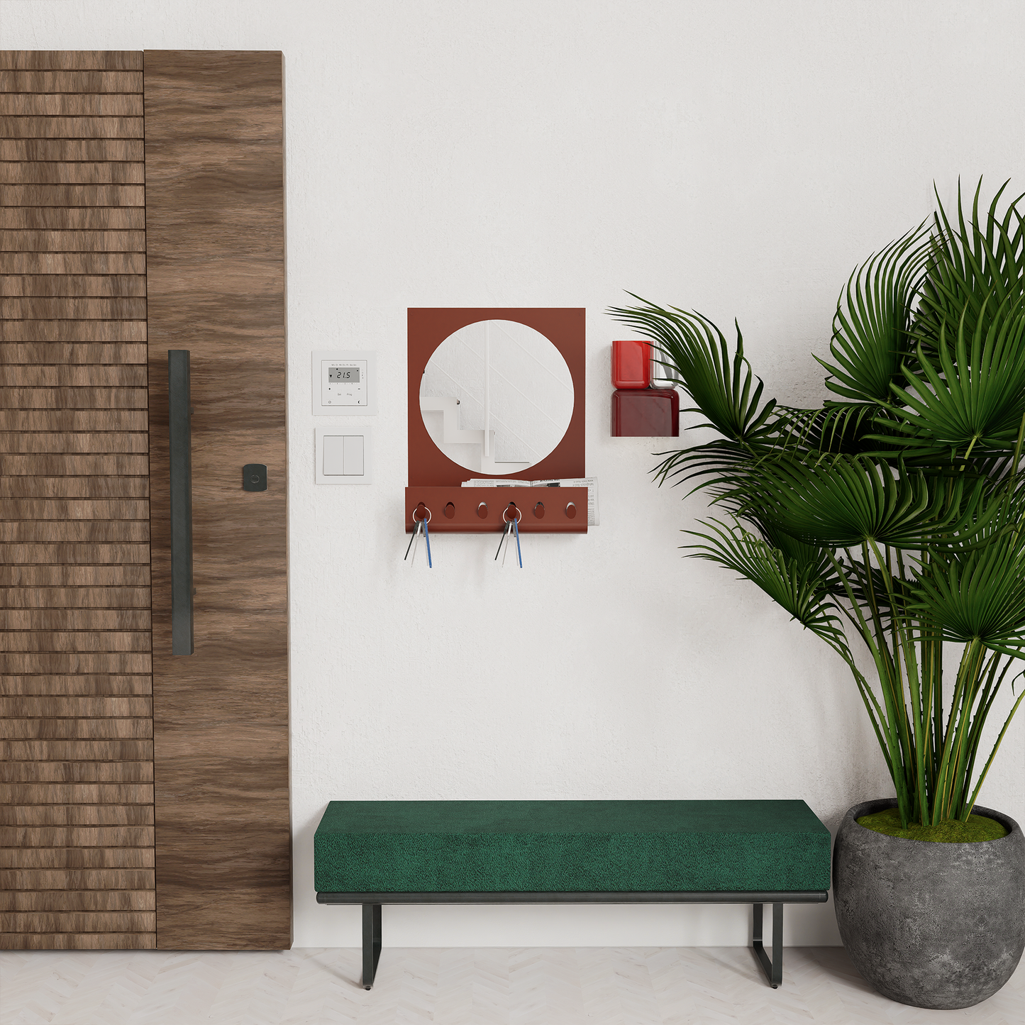 Minimalist Wall Mirror with Key Organizer