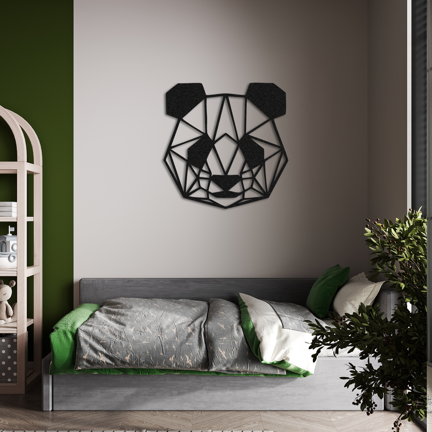Geometric Panda Metal Wall Art – Modern Animal Home Decor