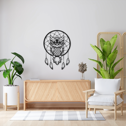Owl Dreamcatcher Metal Wall Art – Boho Inspired Wall Decor