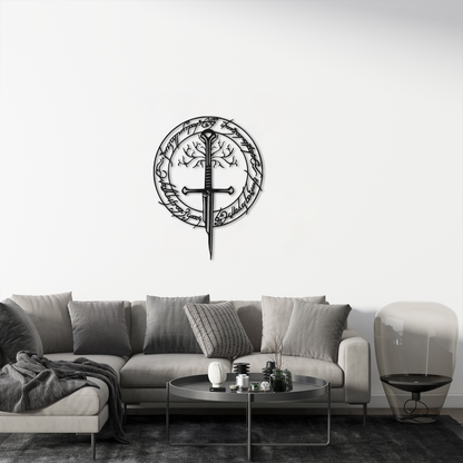 Handmade Sword and Tree Metal Wall Art – Unique Nerd Decor