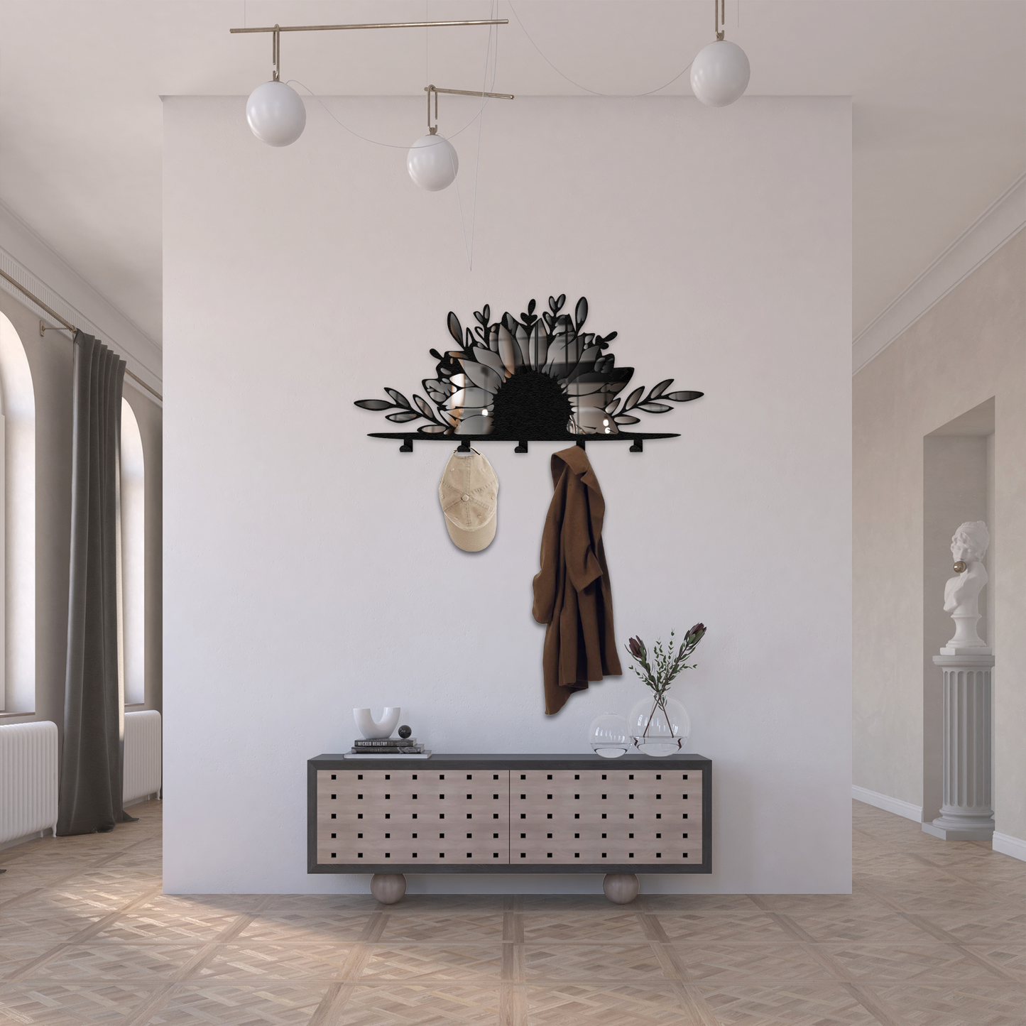 Sunflower Branch Metal Wall Hook