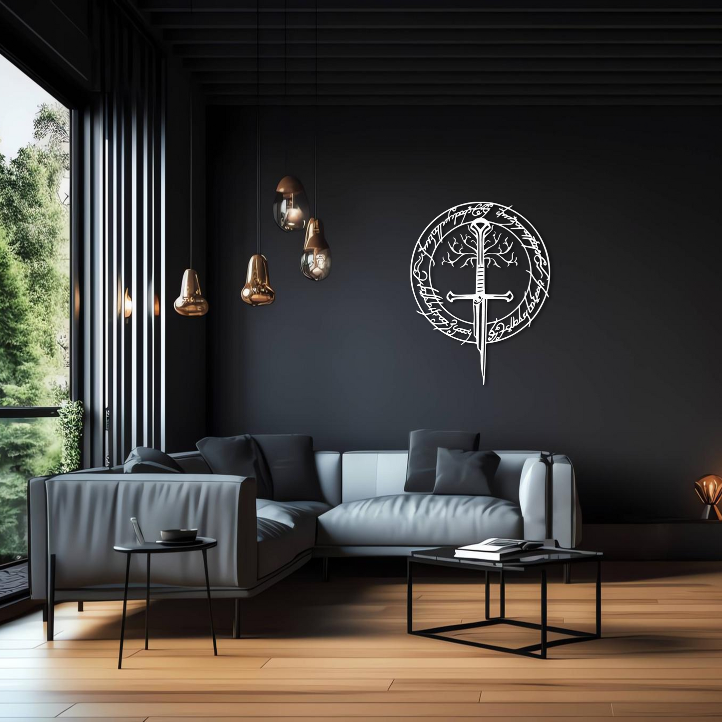 Handmade Sword and Tree Metal Wall Art – Unique Nerd Decor