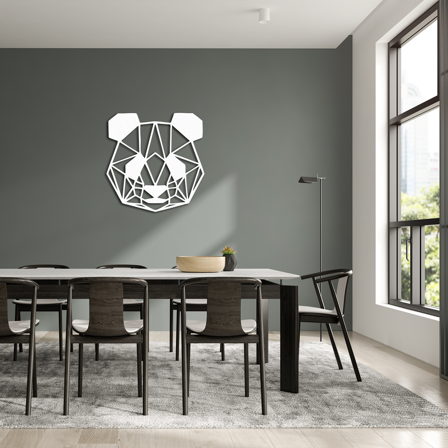 Geometric Panda Metal Wall Art – Modern Animal Home Decor