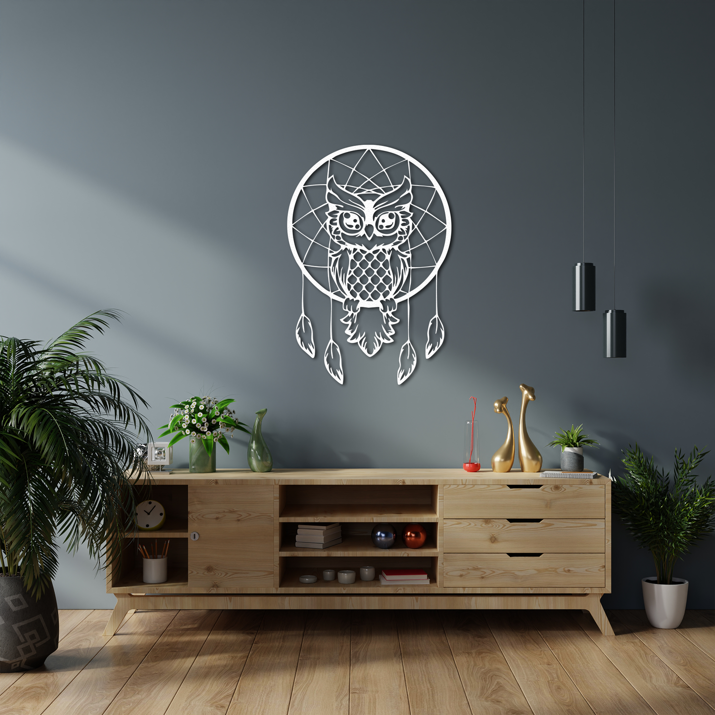 Owl Dreamcatcher Metal Wall Art – Boho Inspired Wall Decor