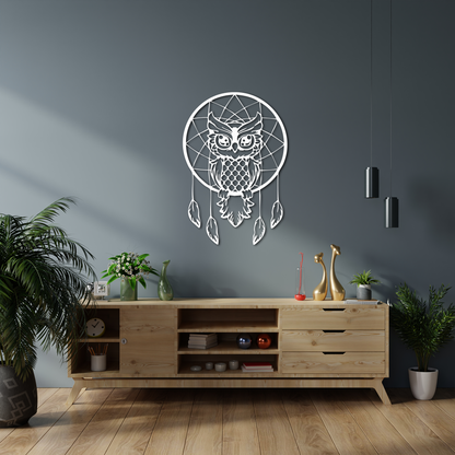 Owl Dreamcatcher Metal Wall Art – Boho Inspired Wall Decor