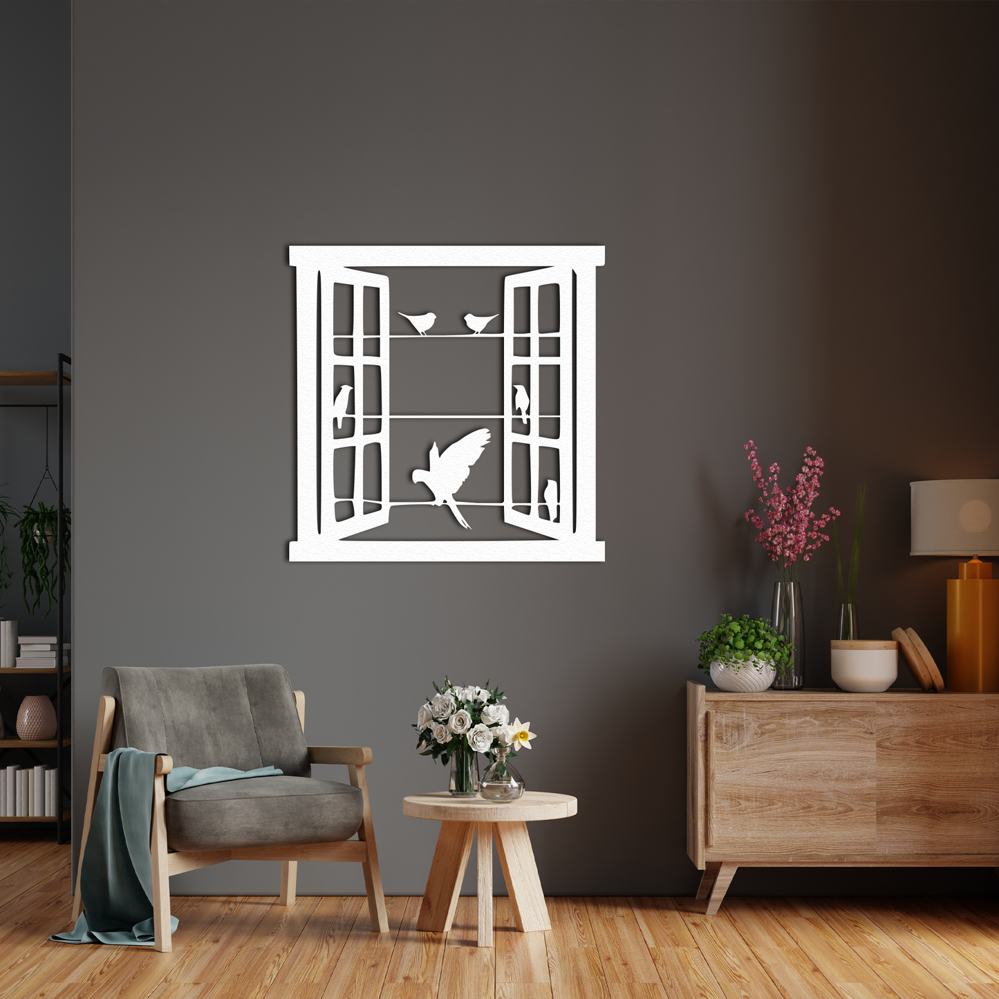 Window Bird Metal Wall Art – Modern Nature Inspired Home Decor