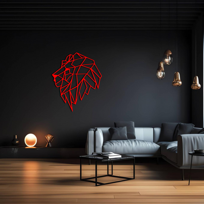 Abstract Geometric Lion Wall Decor – Metal Wall Art