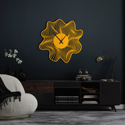 Wavy Black Large Metal Wall Clock, Modern Minimalist Wall Clock, Aesthetic Design, Wanduhr, Horloge Murale, Housewarming Gift, Silent Clock