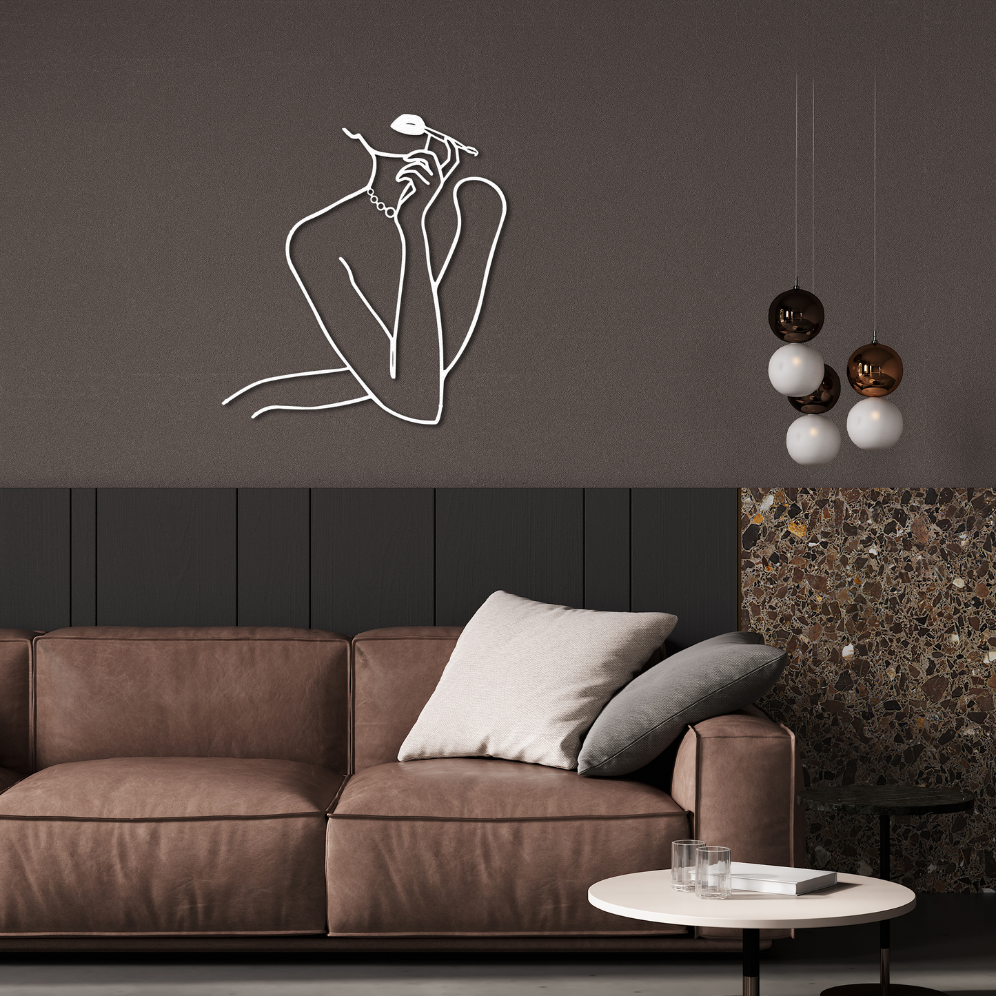 Minimalist Woman Line Art Metal Wall Decor