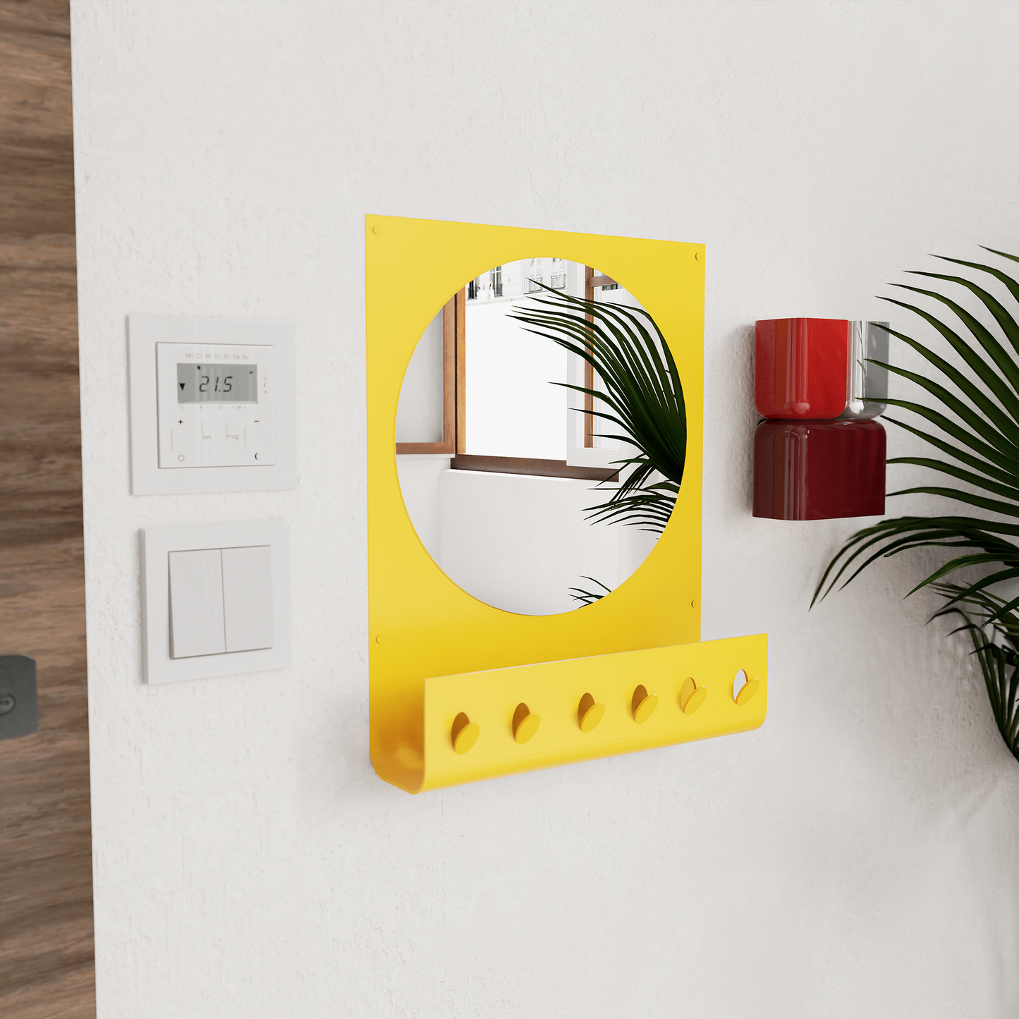 Minimalist Wall Mirror with Key Organizer