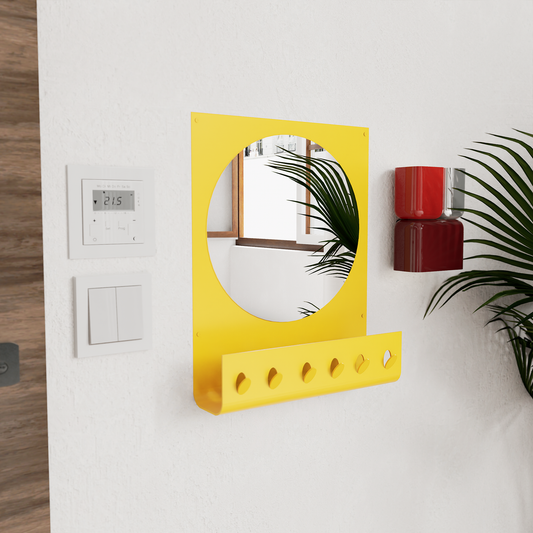 Minimalist Wall Mirror with Key Organizer
