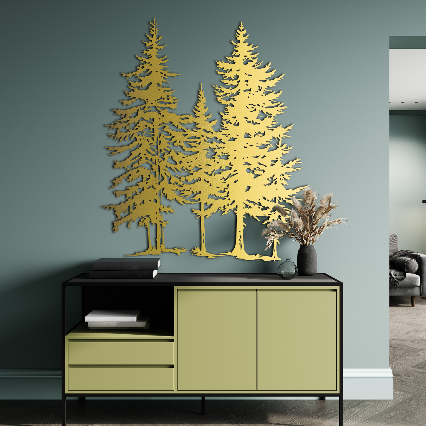 🌲 3-Panel Tree Metal Wall Art