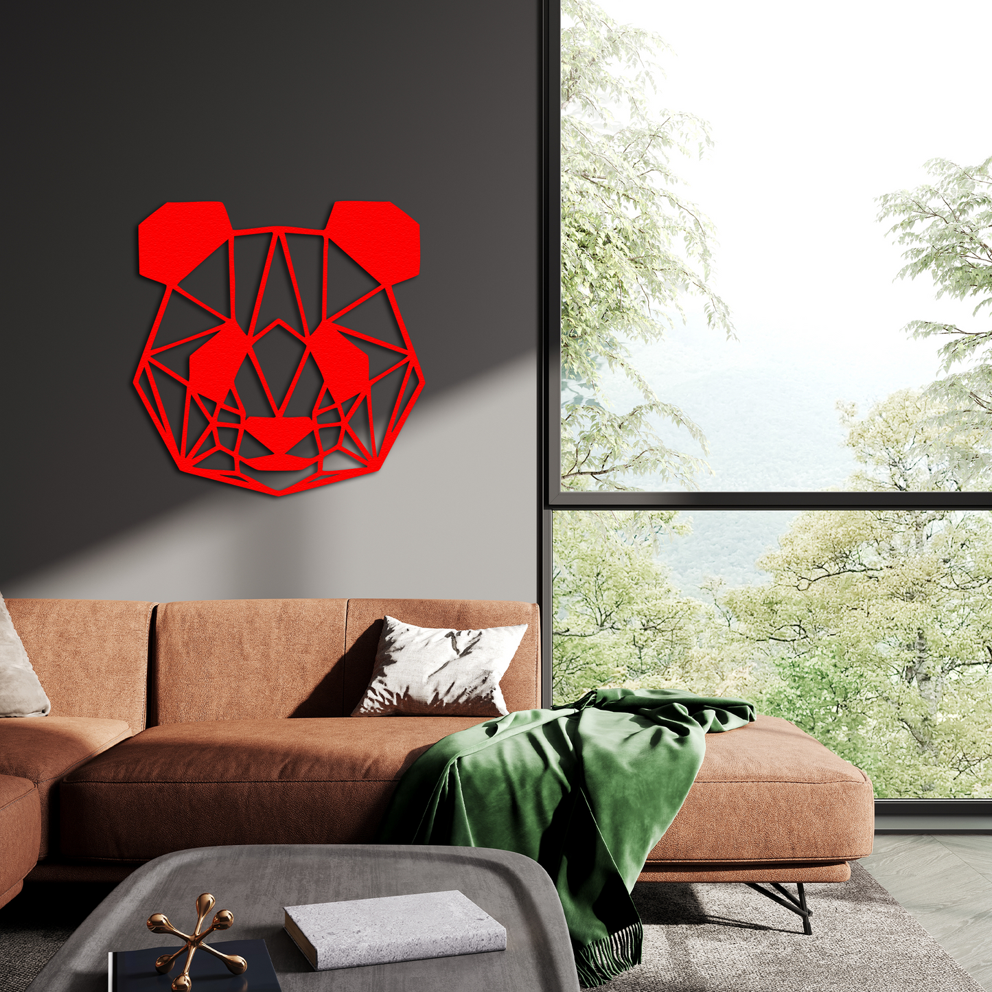 Geometric Panda Metal Wall Art – Modern Animal Home Decor