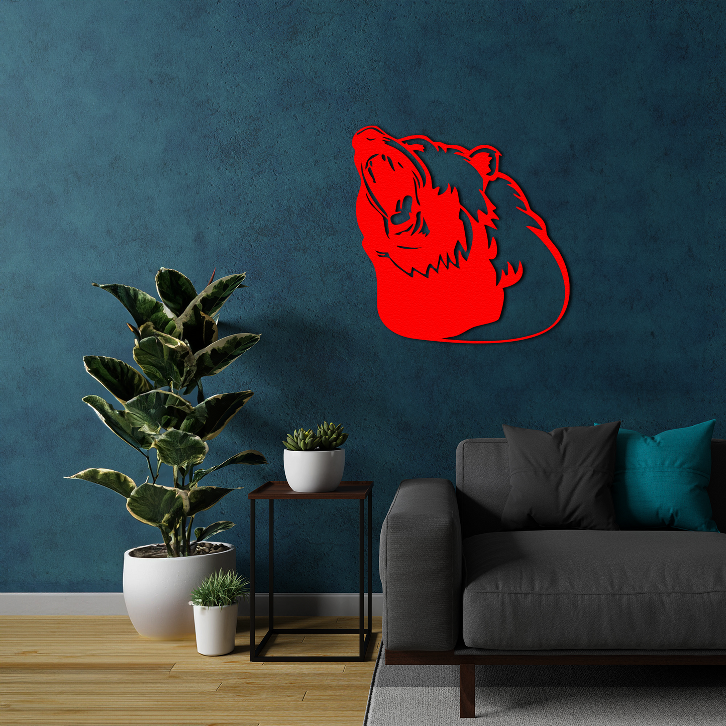 Roaring Bear Metal Wall Art – Rustic Cabin and Lodge Decor