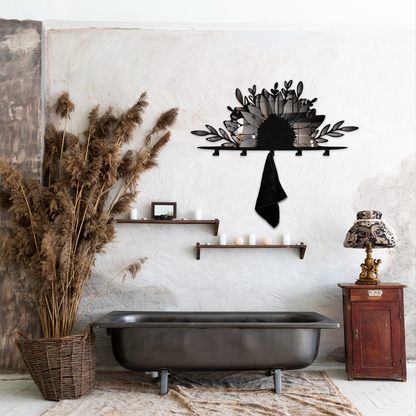 Sunflower Branch Metal Wall Hook