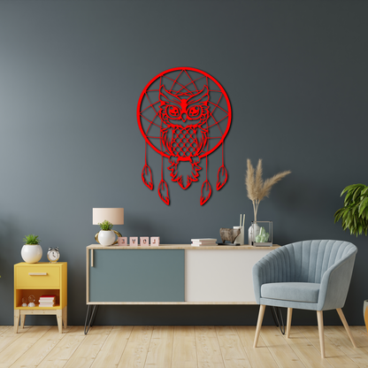 Owl Dreamcatcher Metal Wall Art – Boho Inspired Wall Decor