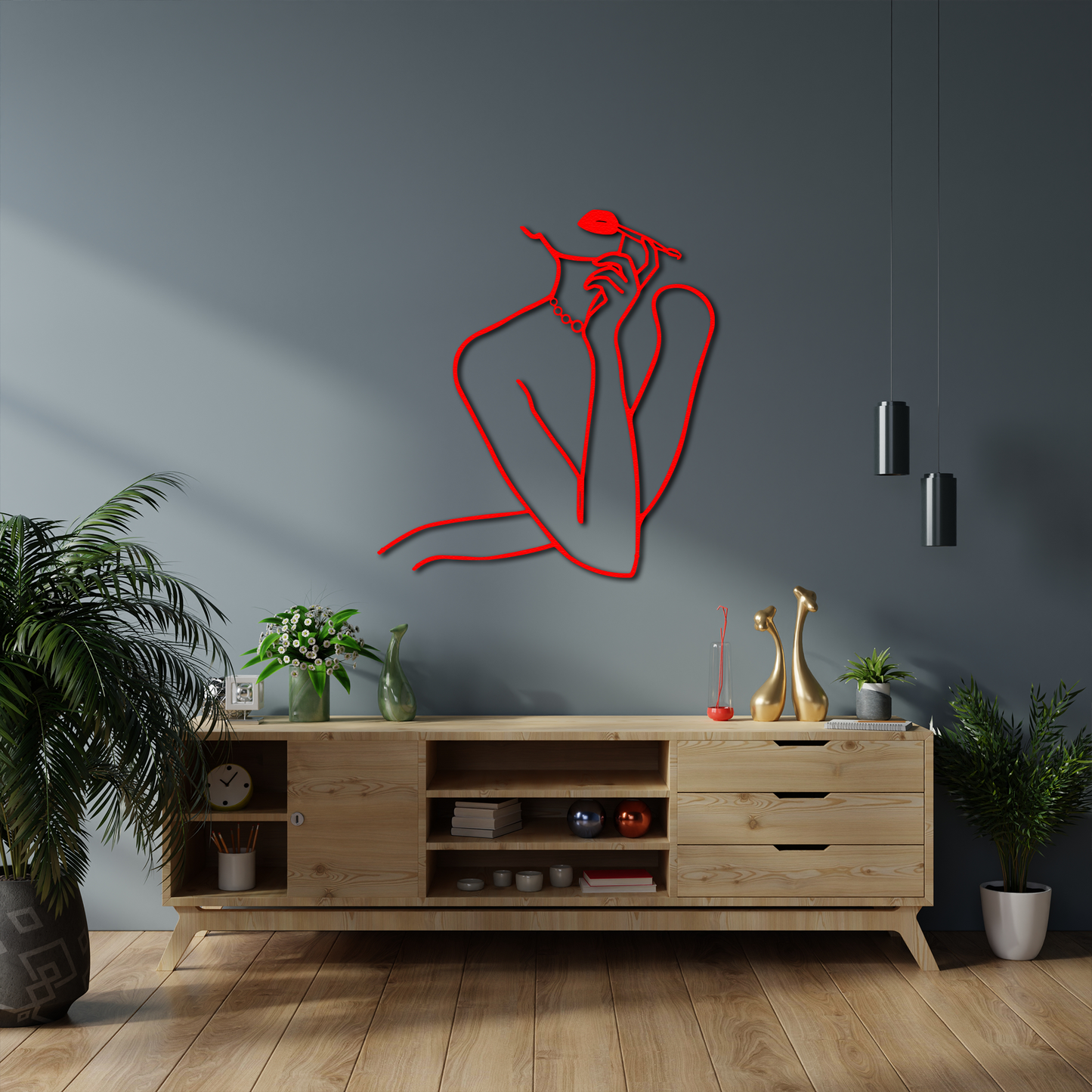 Minimalist Woman Line Art Metal Wall Decor