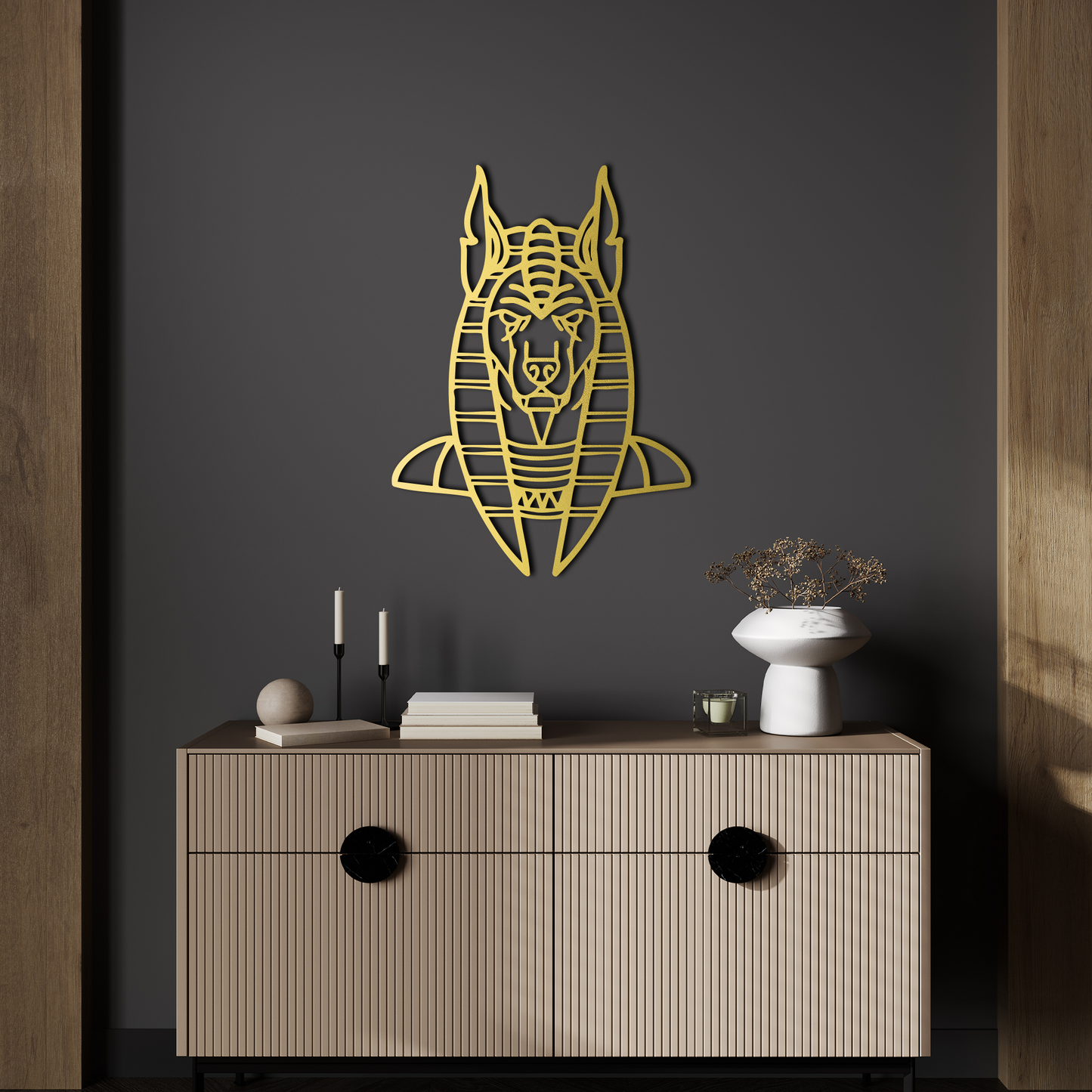 Anubis Egyptian Metal Wall Art – Ancient Mythology Inspired Decor
