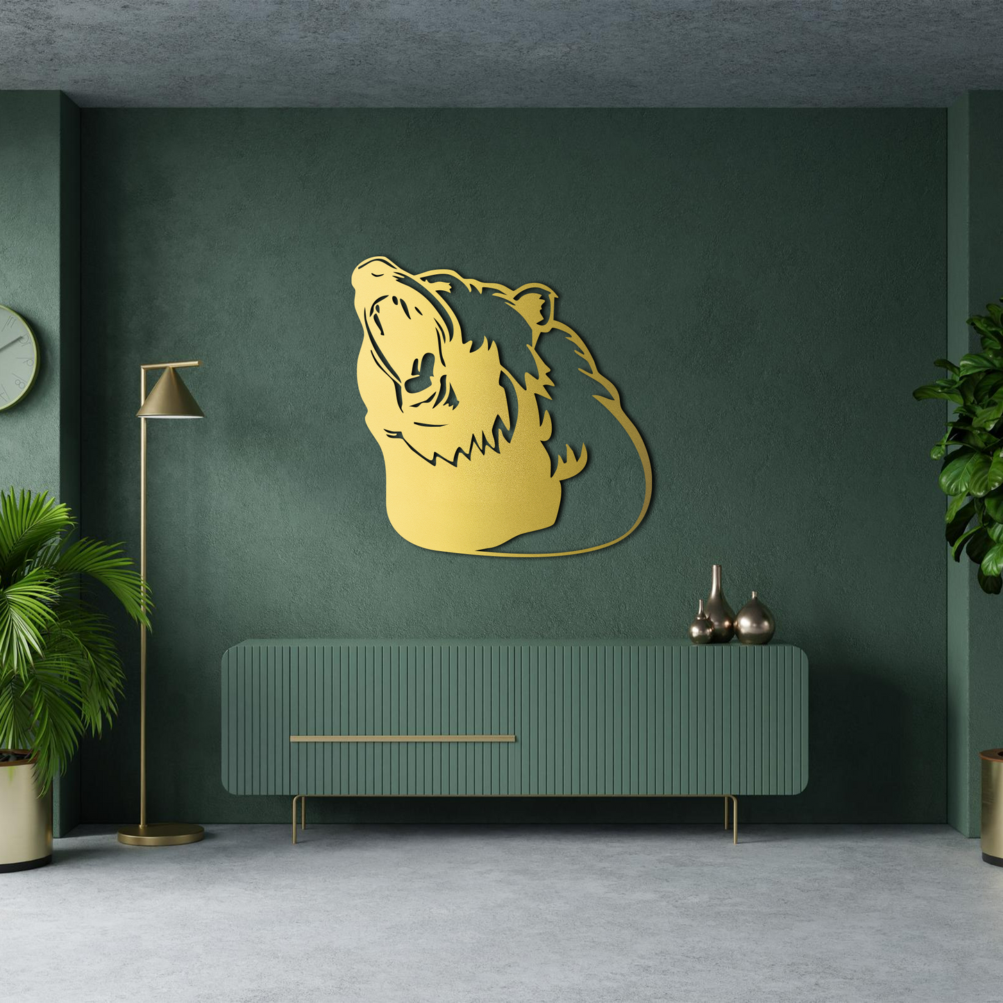 Roaring Bear Metal Wall Art – Rustic Cabin and Lodge Decor