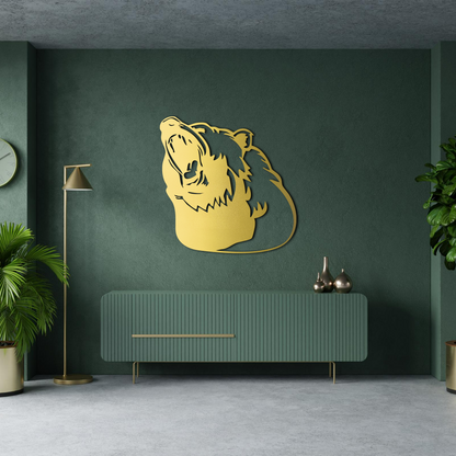Roaring Bear Metal Wall Art – Rustic Cabin and Lodge Decor