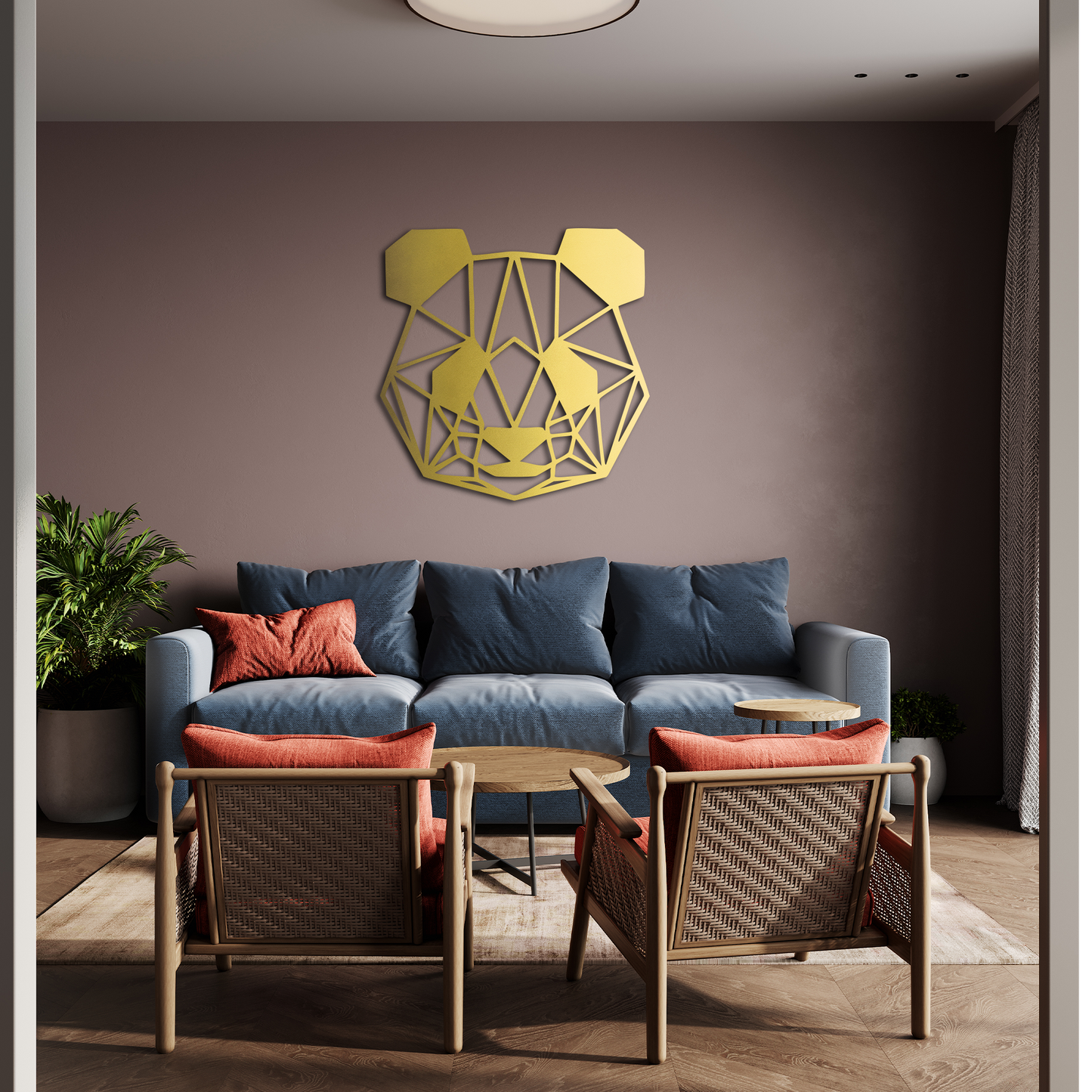 Geometric Panda Metal Wall Art – Modern Animal Home Decor
