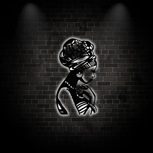 African Ethnic Women LED Metal Wall Decor