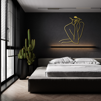 Minimalist Woman Line Art Metal Wall Decor