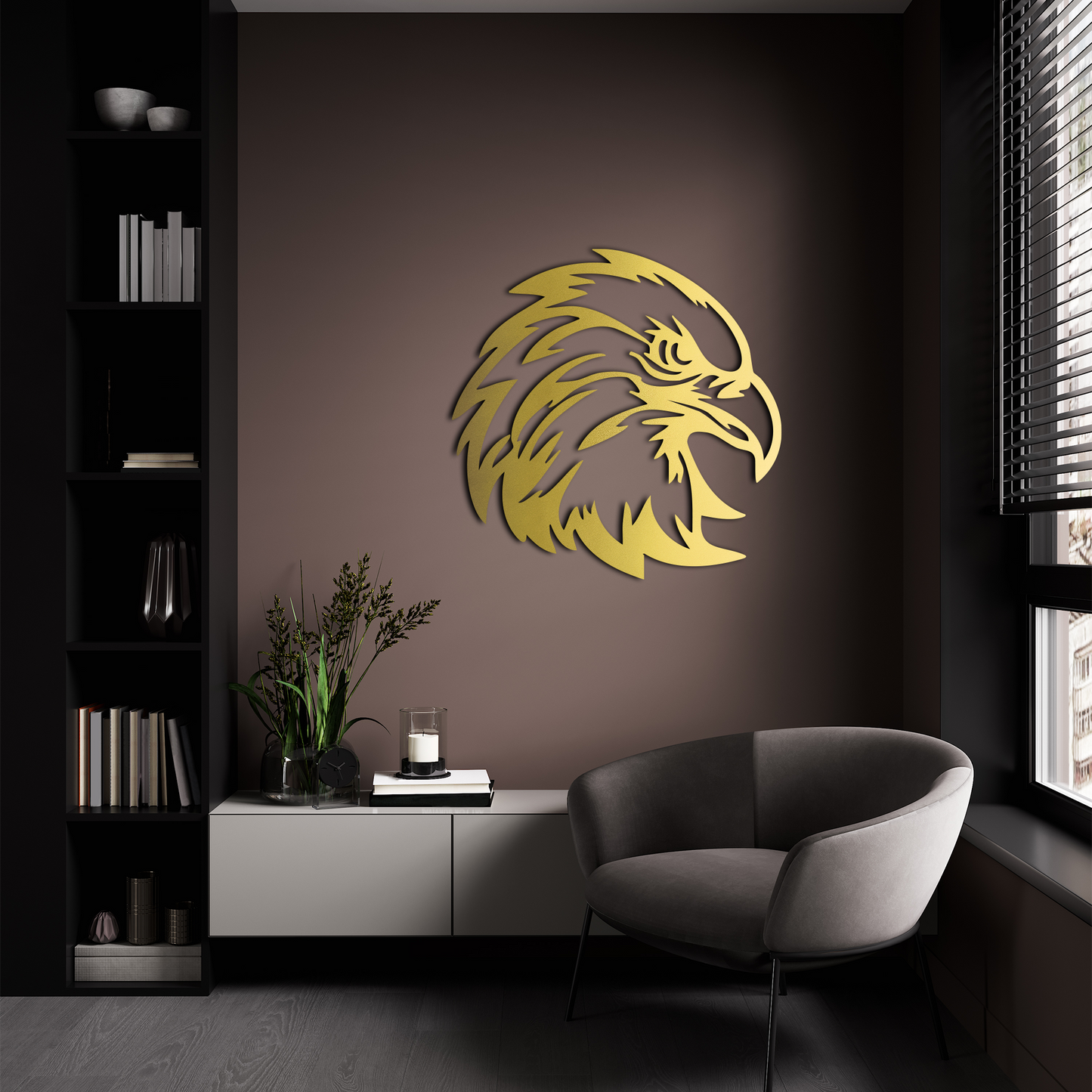 Eagle Head Metal Wall Art – Modern Animal Home Decoration