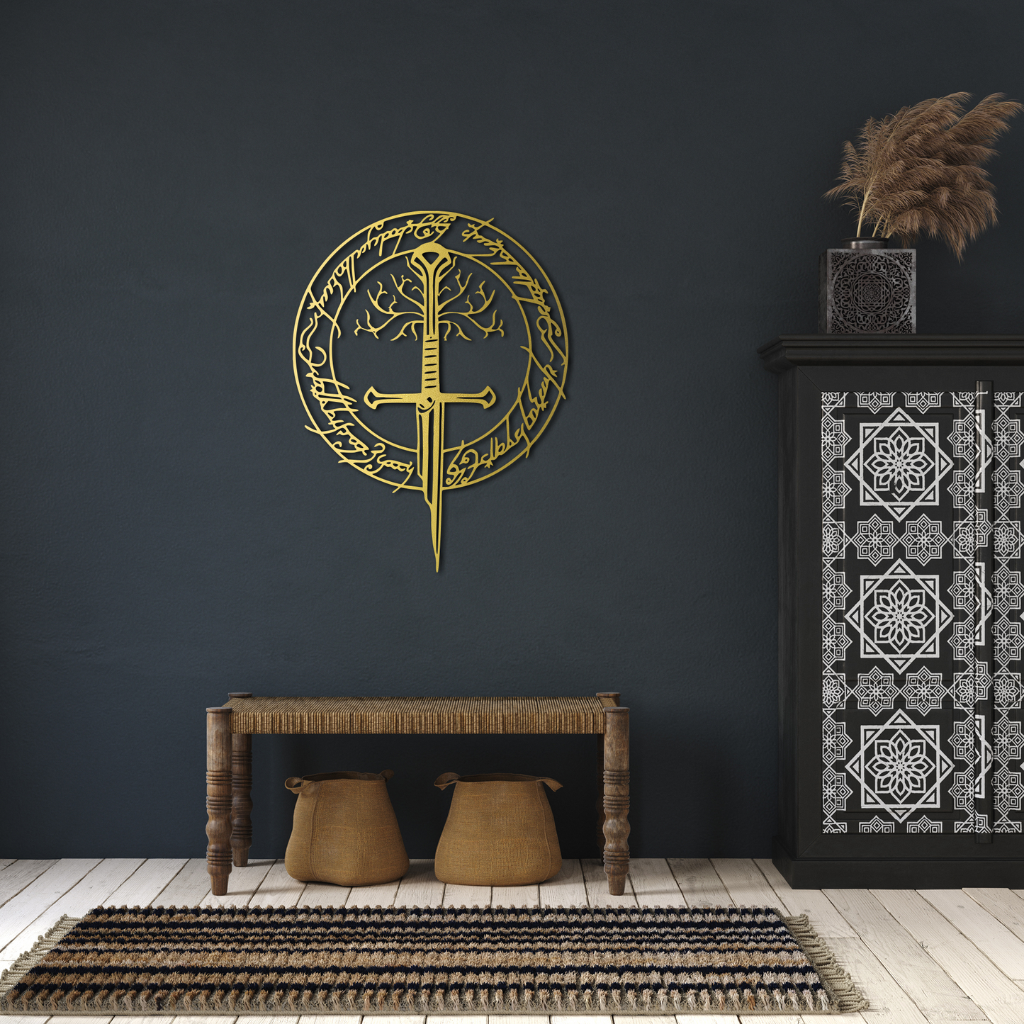 Handmade Sword and Tree Metal Wall Art – Unique Nerd Decor