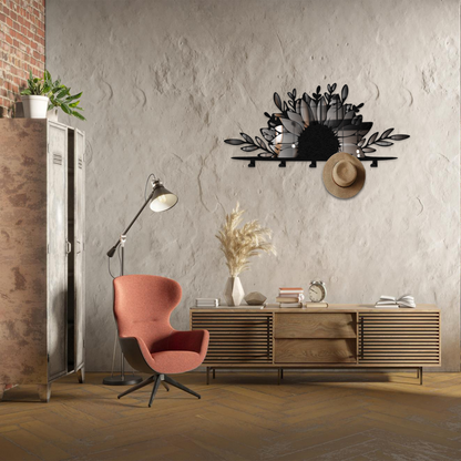 Sunflower Branch Metal Wall Hook