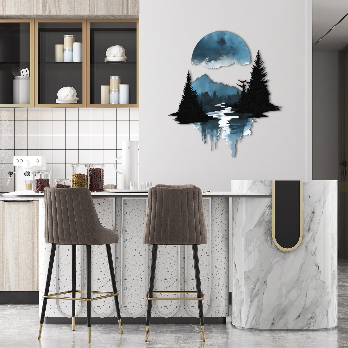 Mountain Forest Reflection Metal Wall Art