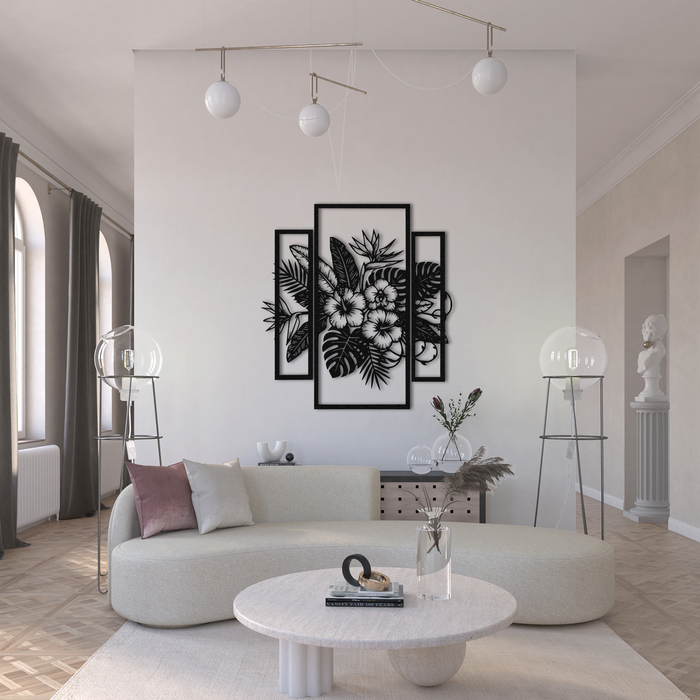 Botanical Metal Wall Decor with Floral Design