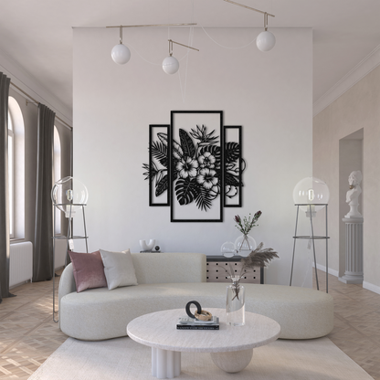 Botanical Metal Wall Decor with Floral Design
