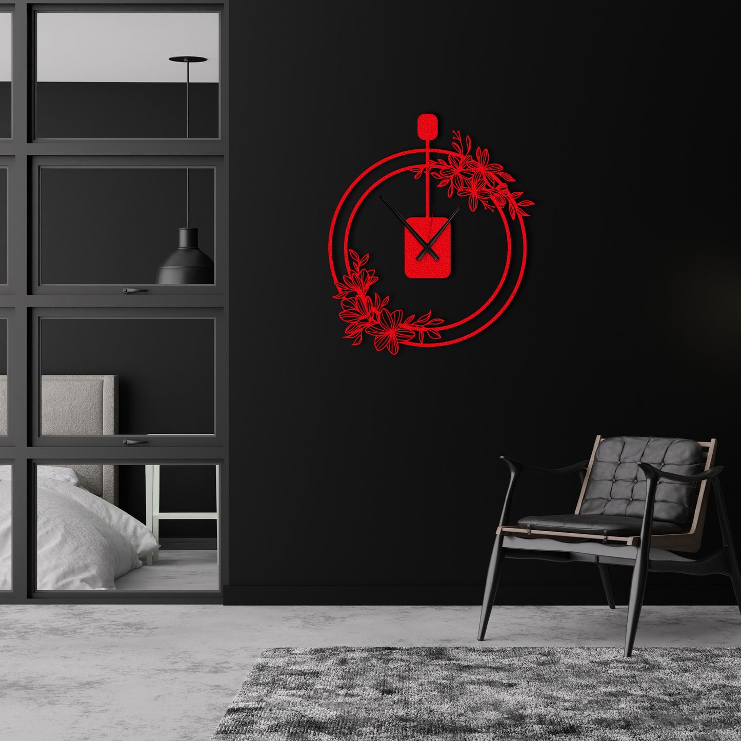 Poppy Flower Metal Wall Clock, Flower Art Design Wall Clock, Modern Minimalist Wall Clock,Silent Cute Wall Clock Gift,Large Livingroom Clock (Kopya)